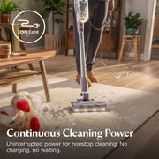 BISSELL PowerClean Corded Stick Vacuum with Tangle-Free Brush Roll, LED Headlights, 25-Foot Cord, Gray, 4221