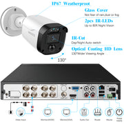 OOSSXX Surveillance DVR Kit, 5MP Wired Cameras, 130 Wide-Angle, Night Vision, IP67 Waterproof, 6 Cameras, 8-Channel DVR with 2TB Storage