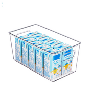 Vtopmart 4-Pack Clear Plastic Storage Containers with Handles, Pantry Organizer Bins for Refrigerator, Freezer, Cabinet, Kitchen, Countertops, Small Freezer, Closet Organization and Storage