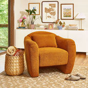 Beautiful Barrymore Teddy Accent Chair with Plush Shearling Upholstery, Removable Back Pillow, Sturdy Wood Frame, Butterscotch