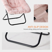 Concetta Folding Saucer Chair, Square X-Large, Faux Fur Upholstery, Padded Cushion, Pink, Metal Frame, Indoor Lounge Seating, WMCO-C-YLF28IN-PK