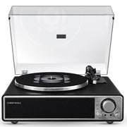 Qlearsoul HP-H014 ONE-Q Vinyl Record Player (Black Edition), All-in-one HiFi Turntables with Built in Speakers