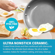 Gotham 10 Piece Pots and Pans Cookware Sets, Aqua Blue - 100% PFOA Free