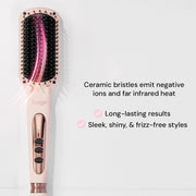 L'ange Hair Le Vite Ceramic Straightening Brush with Digital LCD Display, Adjustable Temperature up to 450F, Double Negative Ion Technology, Pink Blush, 2328