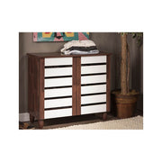 Wholesale Interiors Baxton Studio Gisela Oak and White 2-Tone Shoe Cabinet with 2 Doors