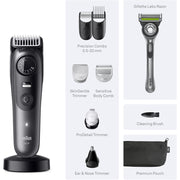Braun Series 9 All-in-One Beard and Body Grooming Kit, Cordless Trimmer, Hair Clippers, Shaver with Gillette Labs Razor, Slate Grey Metallic