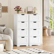 Homfa Bathroom Storage Cabinet, Freestanding Narrow 4-Drawer Organizer, White, 2 Pack