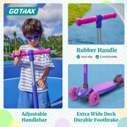 Gotrax KS1 Kids Kick Scooter with LED Lighted Wheels, 3 Adjustable Height Handlebars, Lean-to-Steer Technology, Wide Anti-Slip Deck, Green