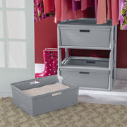 Sterilite Wide 3 Drawer Tower Storage Cart with Removable Plastic Bins, Opaque Weave Design, Easy Assembly, Gray, 4430-6A