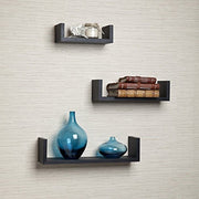 Danya B. Black Laminate Floating U Shelves (Set of 3 Pieces)