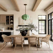 Arturesthome Eloise Scallop Milk Glass Pendant Ceiling Light, Green Yellow, Dimmable, 14.96 in