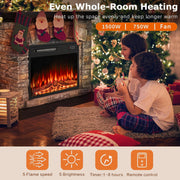 Waleaf 23 Inch Electric Fireplace Insert with LED Multicolor Realistic Flame, Adjustable Brightness and Speed, Remote Control, 5120 BTU Heating