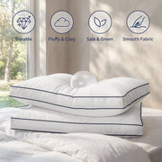 Fcinos Bed Pillows, Queen Size, 2 Pack, Duck Feather and Shredded Memory Foam, Soft Hotel-Style Gusseted Design
