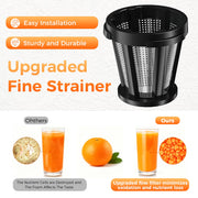 NICWIN Cold Press Masticating Juicer, 150W High Torque Motor, 55 RPM, Self-Feeding Chute, BPA-Free, Silver, HH-W01