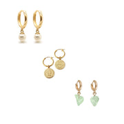 Designed in Paris SAM510B2 3 Pair Set Dangle Earrings - Copper/ Zinc/ Stone/ Epoxy/ Acrylic
