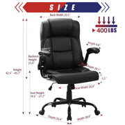 JONPONY XL-9189-BLACK 400LBS Wide Seat Ergonomic Computer Desk Chair, Black