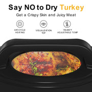 RoyalCraft Z-ER 26QT Electric Turkey Roaster Oven w/Visible Glass Lid, Black
