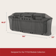 TYTUS Modular Collection Outdoor Grill Cover, Weather and UV Resistant 600D Polyester with PVC Backing, Black, 116 in L x 23 in W x 46.5 in H, Adjustable Straps, TYT-ACC-116