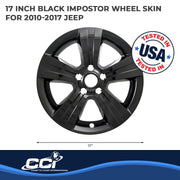 Coast2Coast Impostor Automotive Wheel Cover, 17 Inch, 5 Spokes, Snap-On, Gloss Black, ABS Plastic, Set of 4, IWCIMP373BLK