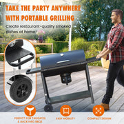laraVist SY-7440C Barrel Charcoal Grill, 608.4 sq in Cooking Area, Adjustable Airflow, Portable Wheels, Black Steel