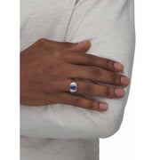PalmBeach Jewelry Men's Emerald-Cut Blue Sapphire and Diamond Accent Ring, Platinum-Plated Sterling Silver, Size 14, 54736RNG
