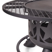 Mainstays 40-Inch Wood Burning Ranch Fire Pit with Removable Stainless Steel Cooking Grate, Protective Mesh Lid, Black Steel Construction MS3542297916014