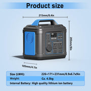 SBAOH Portable Power Station, 300W 296Wh Lithium Battery, 80000mAh, Solar Generator with 4 AC Outlets, PD 100W USB-C, QC 3.0, USB-A, DC Ports, LED Flashlight, Blue, P302