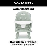 Delta Children Jeep Milestone 6-in-1 Convertible High Chair with Adjustable Tray, Sage Green, 23411-2446