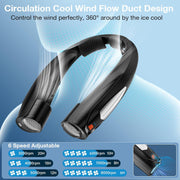 Unbranded AI Neck Fan Wearable Personal Fan with 6 Adjustable Speeds, Rechargeable 6000mAh Battery, Ultra Quiet Cooling for Home Office Travel Outdoor