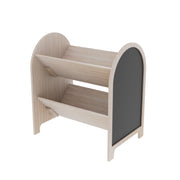 House of Happy Arched Storage Unit with Built-In Chalkboard, Natural Finish, Two-Tier Bookshelf