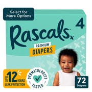 Rascals 93145 Premium Absorbent Baby Diapers Size 4, 72 Count
