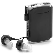 MEDca AVA-16-NEW WFS Pocket Sound Black Amplifier, Personal Hearing Voice Enhancer Device with Dual Earbuds, 129 dB Output, 55 dB Gain, Lightweight 0.3 lb, Belt Clip