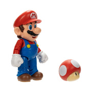 Jakks Pacific Super Mario 4-Inch Articulated Action Figure with Red Mushroom Power Up - Plastic