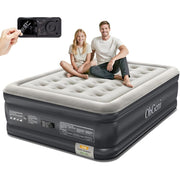 OhGeni Full Air Mattress with Built-in Electric Pump, 18-Inch Raised PVC Airbed, Portable, Durable, Black, Supports 600 lb, AMH5V297