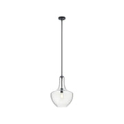 Kichler 42046BK Everly Black Transitional Clear Glass Teardrop Pendant Light