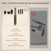 Onehouse 5 in 1 Blow Dryer Brush Ionic Hair Styler with Detachable Curler, Ceramic Coating, 3 Heat Settings, Black Gold