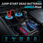 Amybaby 8-in-1 Emergency Jump Starter with 4000A Peak, 150PSI Auto-Stop Air Compressor, LED Emergency Light, 29800mAh Power Bank, All-Climate Roadside Kit MUZPU-Jump-Starter-STTA02