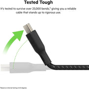 Belkin BoostCharge USB-C to USB-C Cable, 10ft, 100W Fast Charging, Braided Nylon, USB-IF Certified, Black