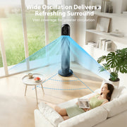 TASKBAY Tower Fan, 31 in Oscillating Bladeless Floor Fan with 360 Dual Knob Control, 3 Speeds, Timer, Quiet Operation, Black, TF008