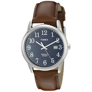 TImex TW2P759009J Men's Easy Reader Date 38mm Brown/Silver/Blue Leather Strap Watch