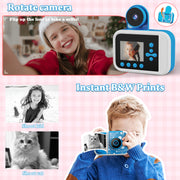 Pink Touch Kids Instant Print Camera, 1080P Dual Lens, Portable Digital Camera with Instant Thermal Printing, Blue, Ages 3-12, K20-BU