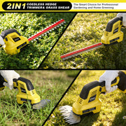 Gisam Cordless Electric Hedge Trimmer, 2-in-1 Dual Blade, 21V Battery Powered, 12.59 in SK5 Steel Blades, Lightweight 6.8 lb, Includes 2 x 2.0Ah Batteries and Charger