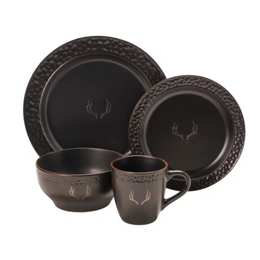 White River Home 99087-1 Antler 16-Piece Dinnerware Set, 10-Point Buck