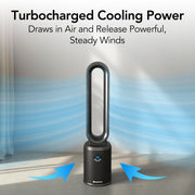 Mr. Brands Comfort Zone 40-Inch Bladeless Tower Fan with Remote Control, 3 Speeds, 9-Hour Timer, Wide Oscillation, Black