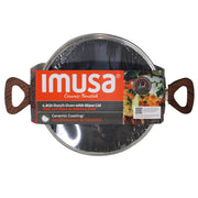 IMUSA 4.8 Qt Talavera Aluminum Black Ceramic Dutch Oven with Glass Lid and Wood Look Handles IMU-24015