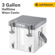 RTIC Halftime Water Cooler, 3 Gallon Hard-Sided Beverage Dispenser, Leak-Resistant, Stackable Design, White, 92276171