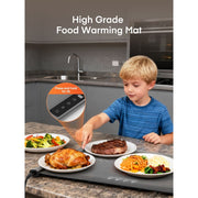 Fohere BWP01 Warming Mat for Food Extra Large 55in x 16in 550W Full-Surface Heating Food Warmer Tray with 7-Level Adjustable Temperature and 4-Hour Timer, Gray
