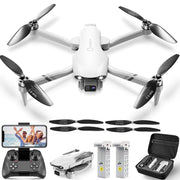 4DRC 4D-F10 F10 RC Quadcopter Drone, Foldable w/1080P HD Dual Cameras, 120 Wide-Angle, Silver White