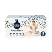 Millie Moon Luxury Disposable Diapers, Size 5, 108 Count, CloudTouch Softness, Ultra Absorbent Core, Double Leak Guards