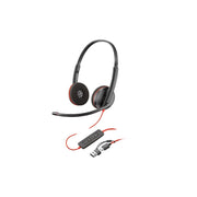 Poly Blackwire 3220 Stereo USB-C Headset with Noise-Cancelling Microphone, Lightweight Metal Headband, Comfort Foam Pads, Inline Controls, Black 8X2J9A6